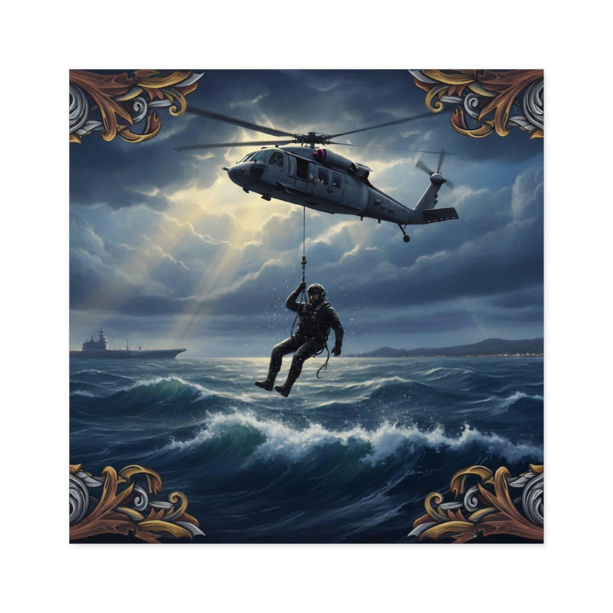 Rescue Helicopter Sea Rescue Square Sticker