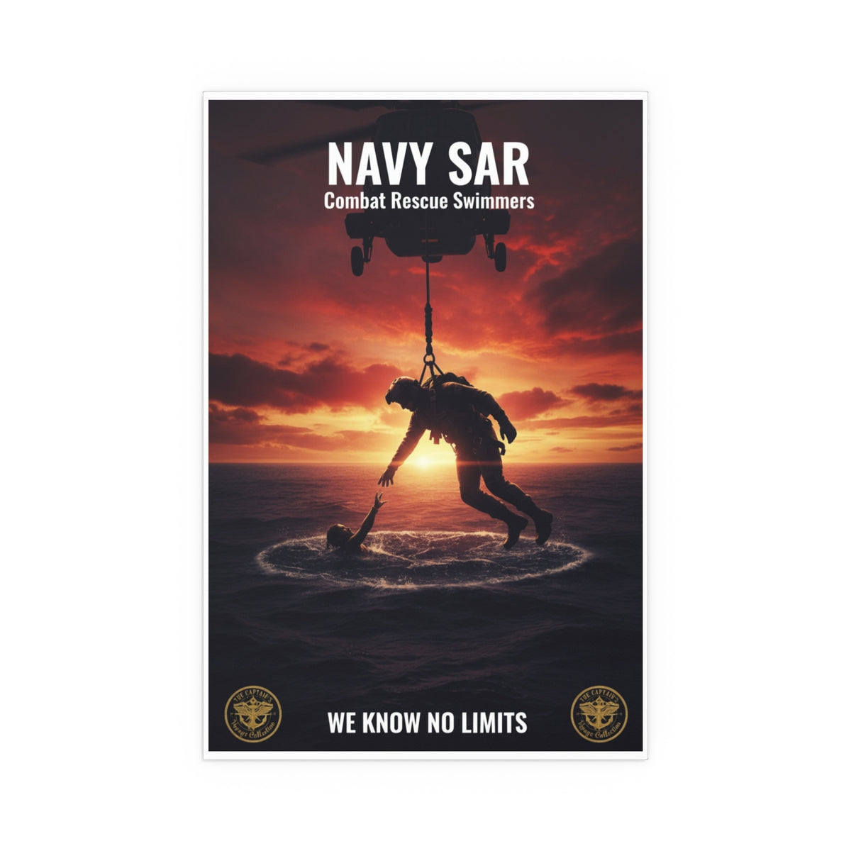 Navy SAR Combat Rescue Swimmers Silk Poster – Military Helicopter Rescue Wall Art