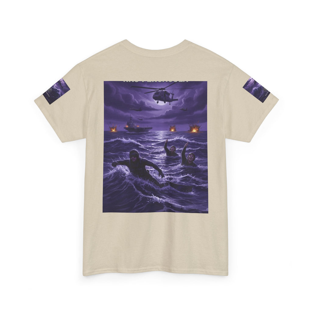 Rescue Night Tee — Purple Helicopter Sea Rescue Graphic T-Shirt