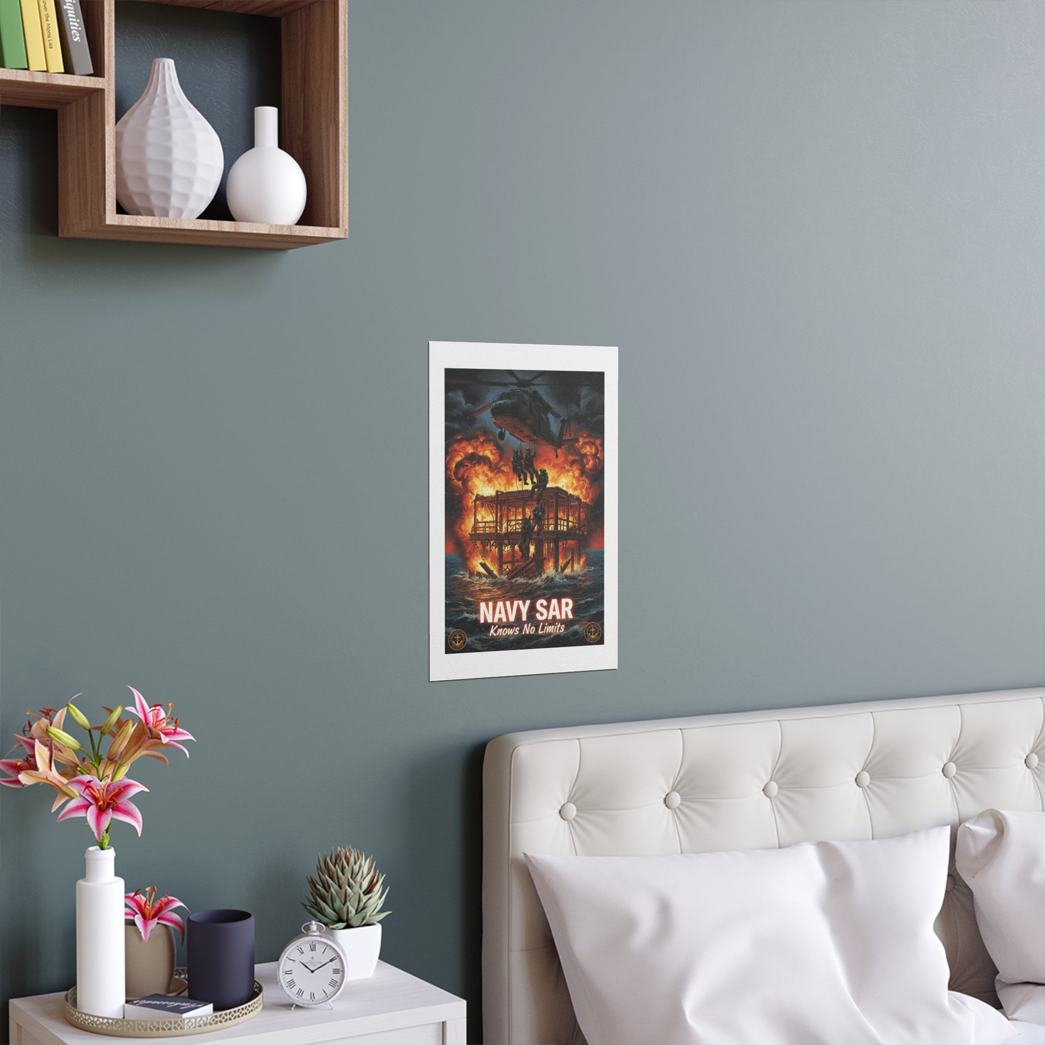 Navy SAR 'Knows No Limits' Rescue Poster - Indoor/Outdoor Silk Print