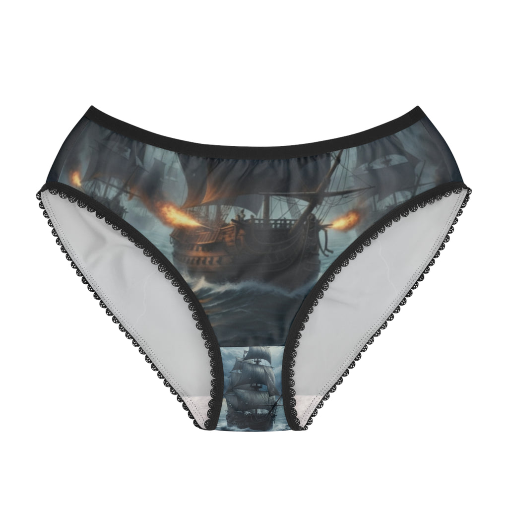 Pirate Ship Stormy Night Women's Briefs — Nautical Anchor Emblem
