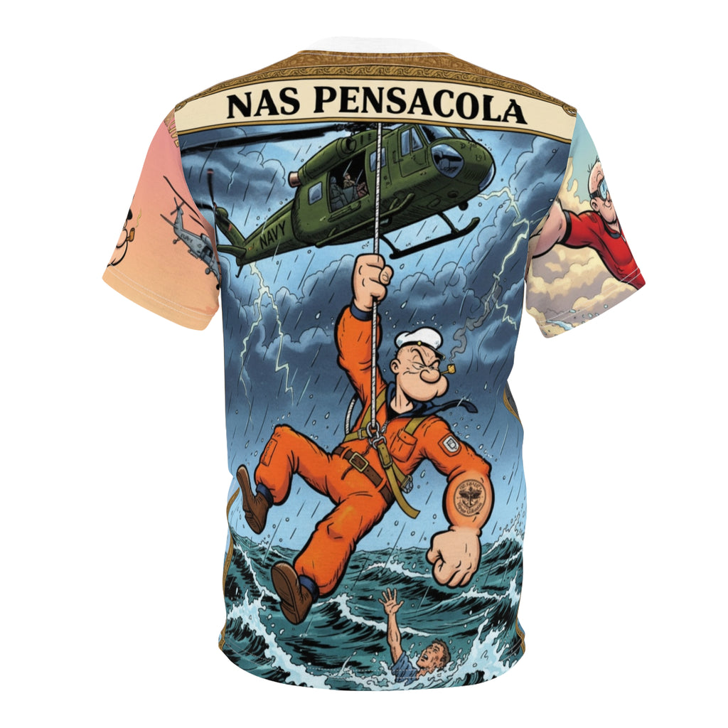 Rescue Helicopter Graphic Tee — Navy SAR Hero All-Over Print