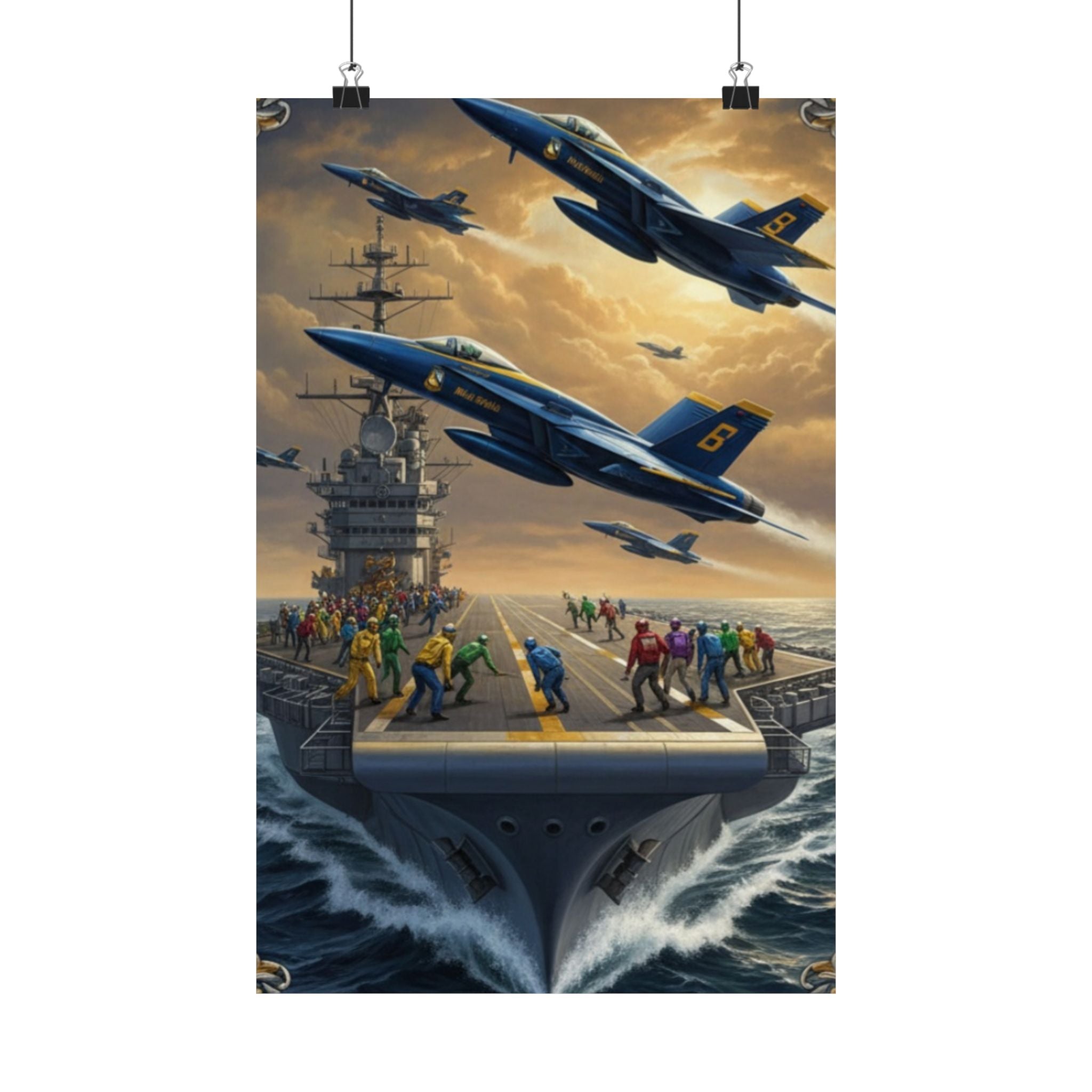 Navy SAR Rescue Helicopter Matte Poster — Dramatic Sea Rescue Art