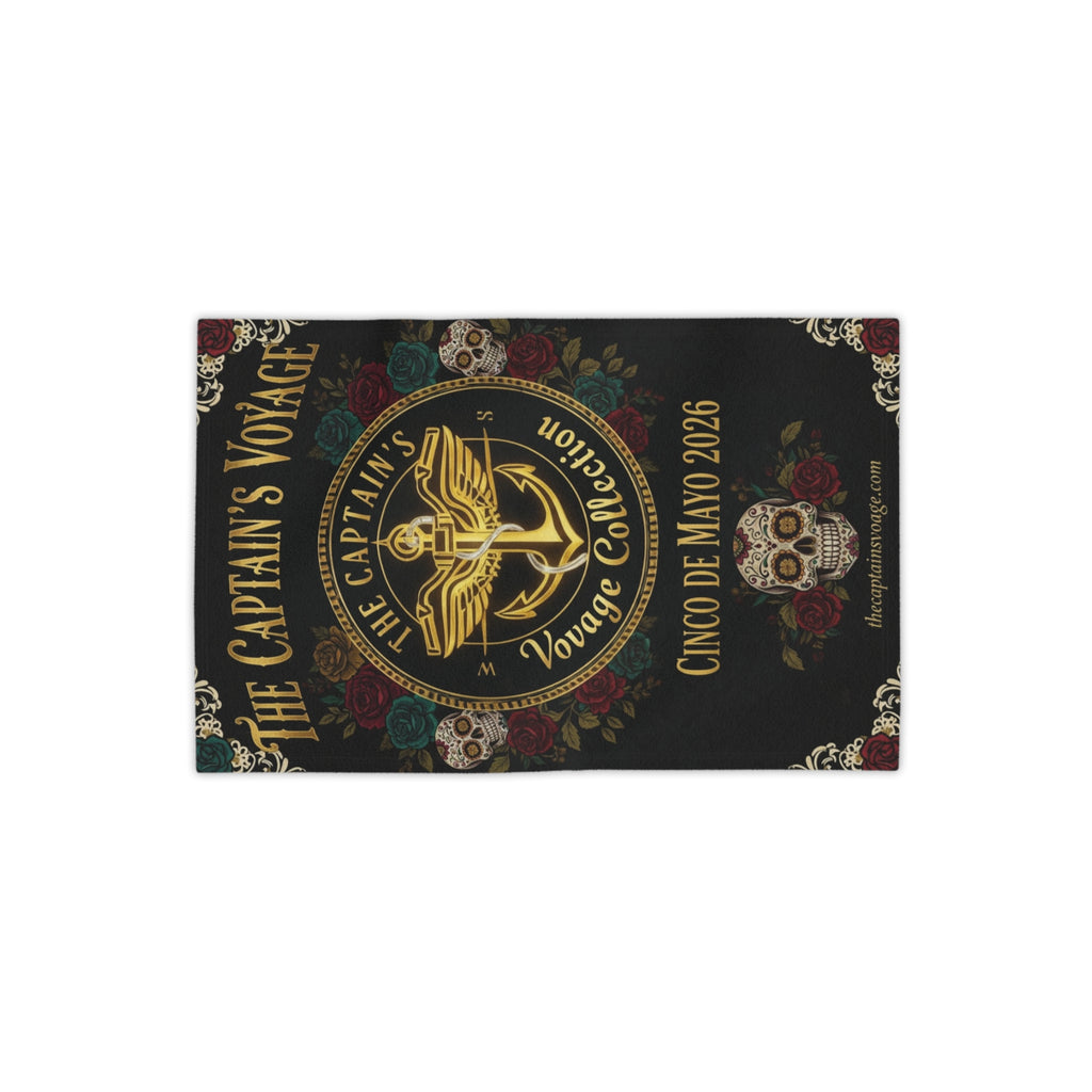 Cinco de Mayo 2026 Captain's Voyage Beach Towel — Nautical Anchor Day of the Dead Design