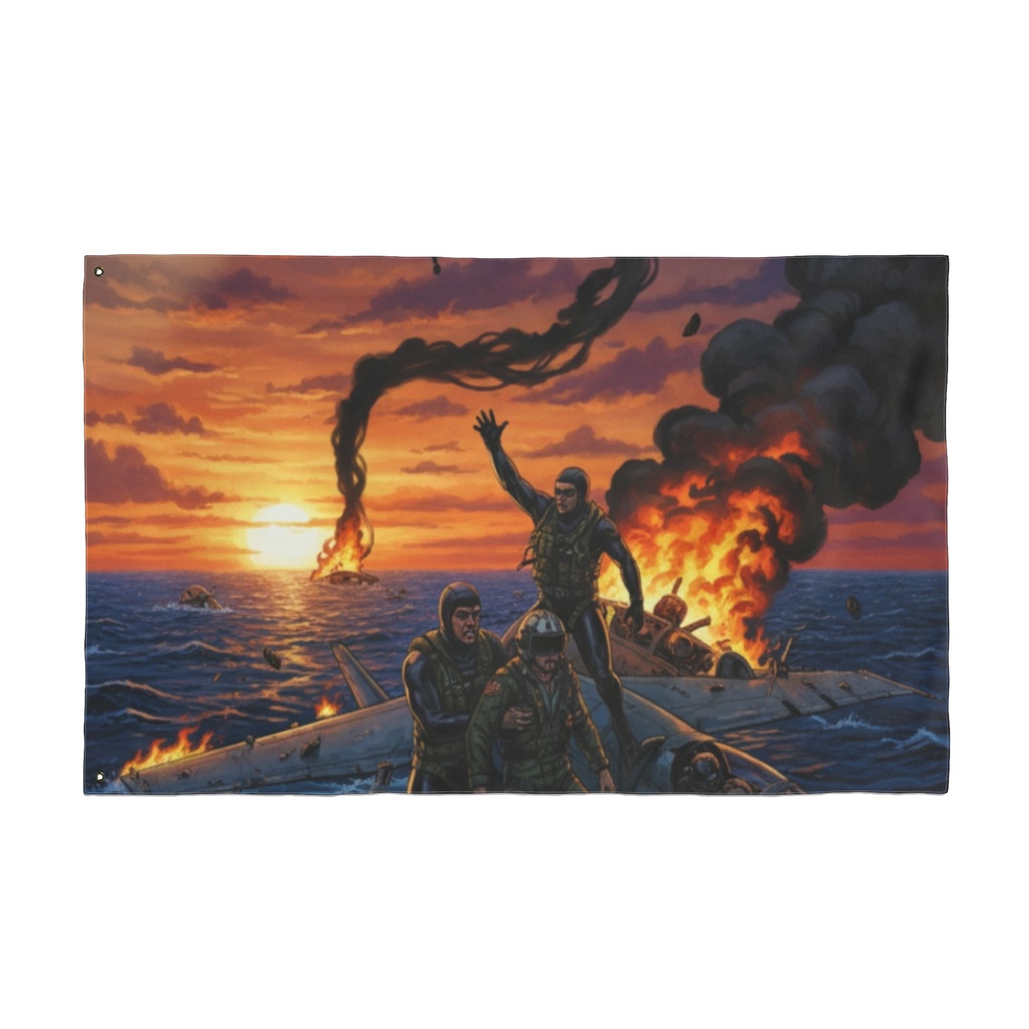 Double-Sided Nautical Rescue Flag — Navy SAR Search & Rescue Scene