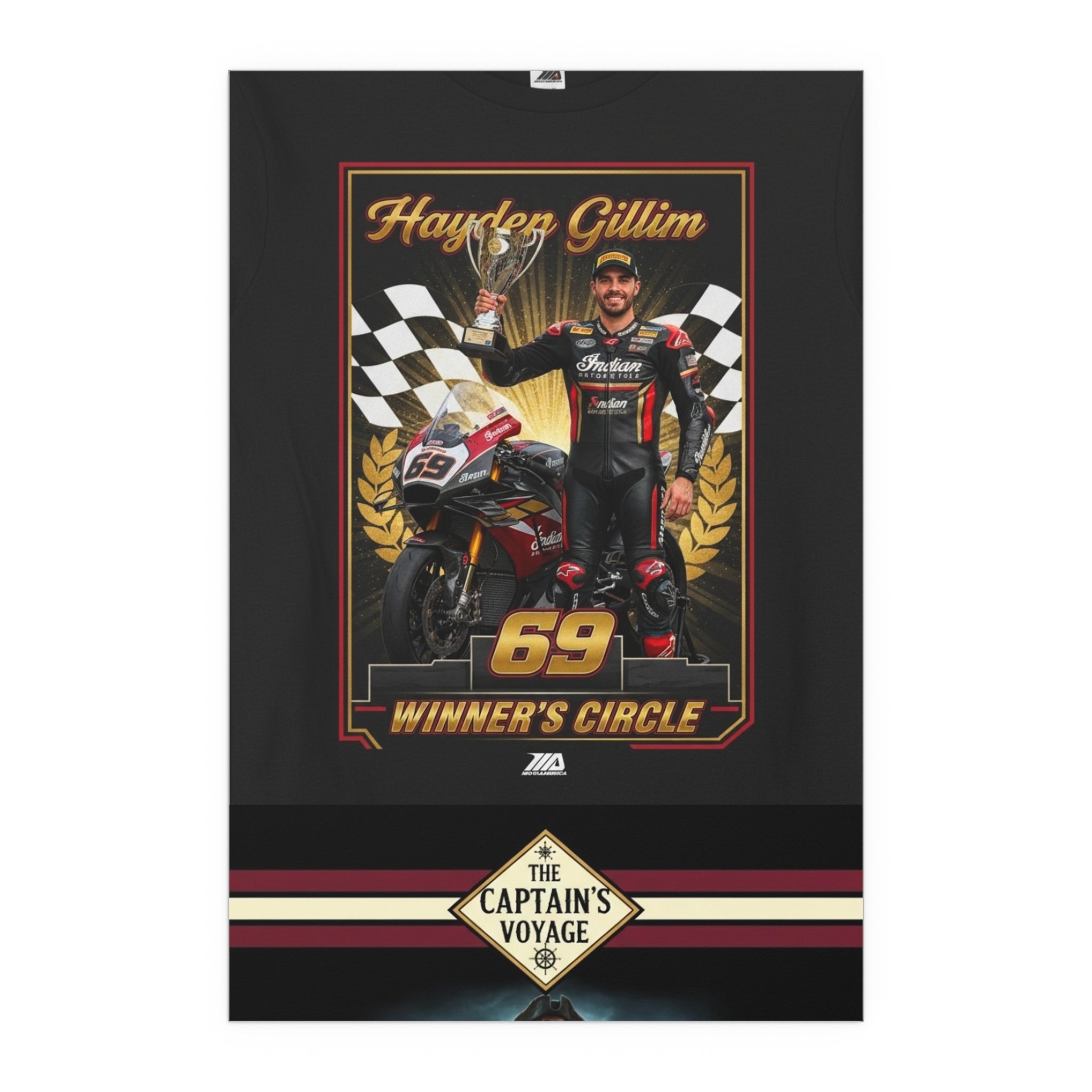 Racing Champion Silk Poster — “Winner’s Circle 69” Motorcycle Wall Art (Indoor/Outdoor)
