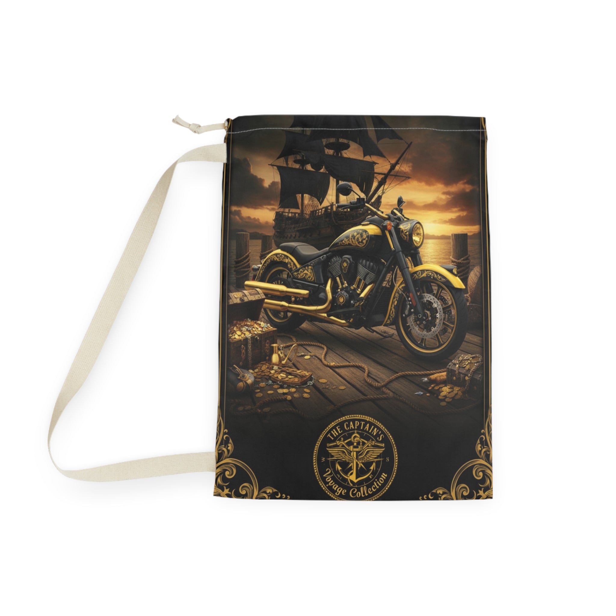 Nautical Pirate Ship Laundry Bag — Vintage Sea Captain Design