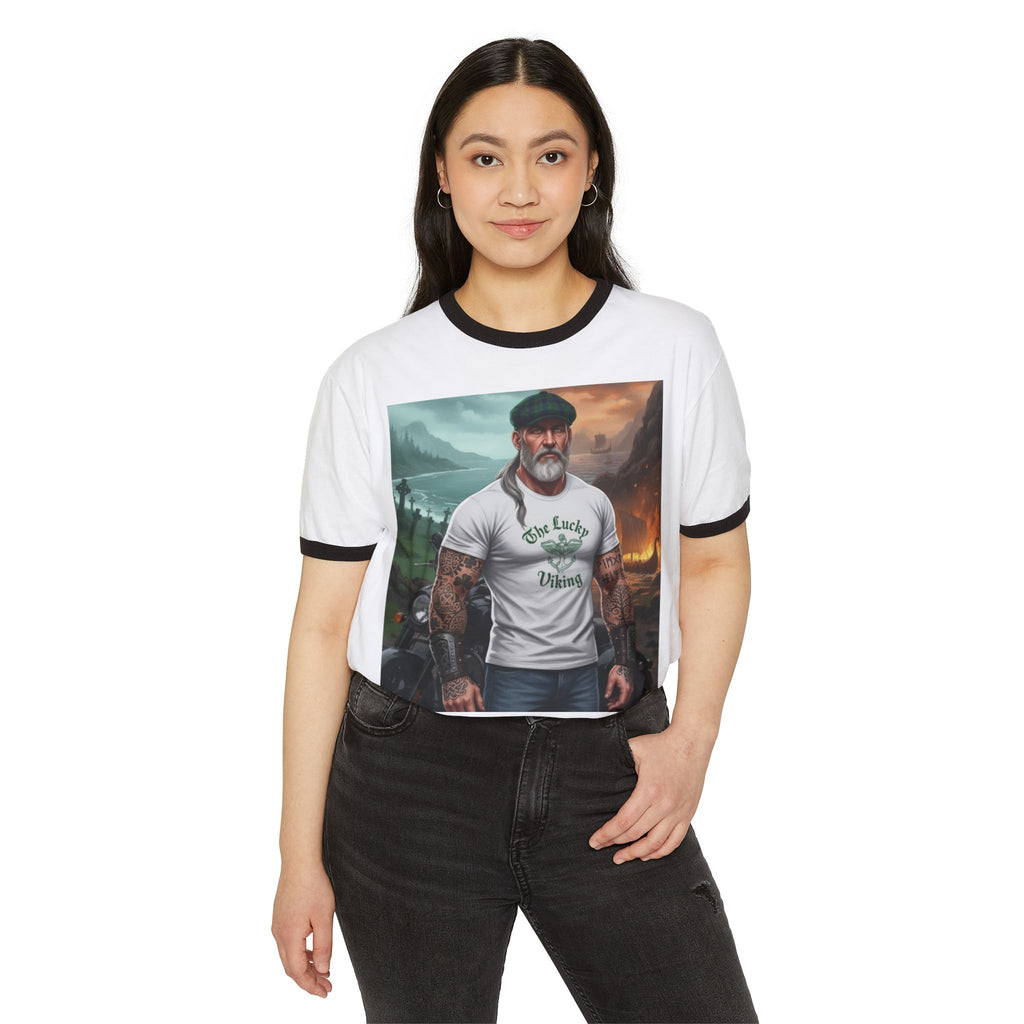 Viking Dad Graphic T-Shirt — "The Lucky Viking" Ringer Tee