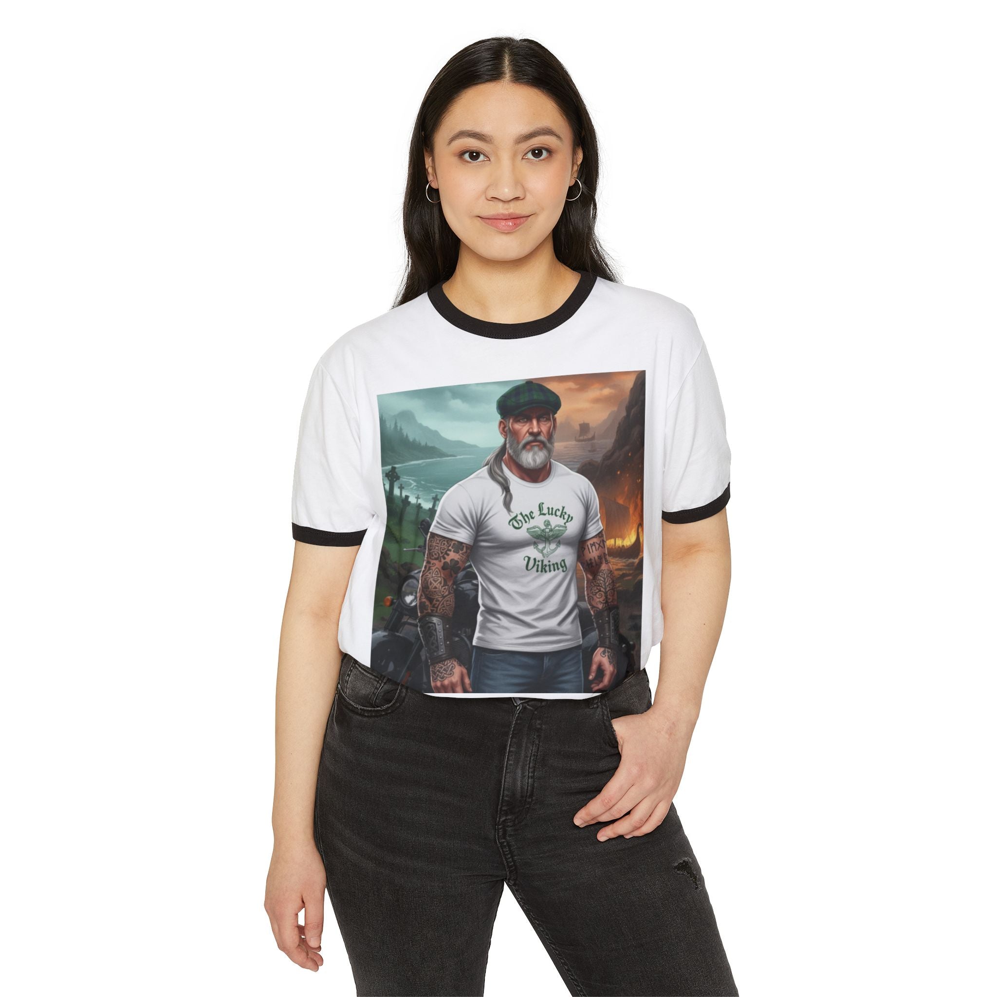 Viking Dad Graphic T-Shirt — "The Lucky Viking" Ringer Tee