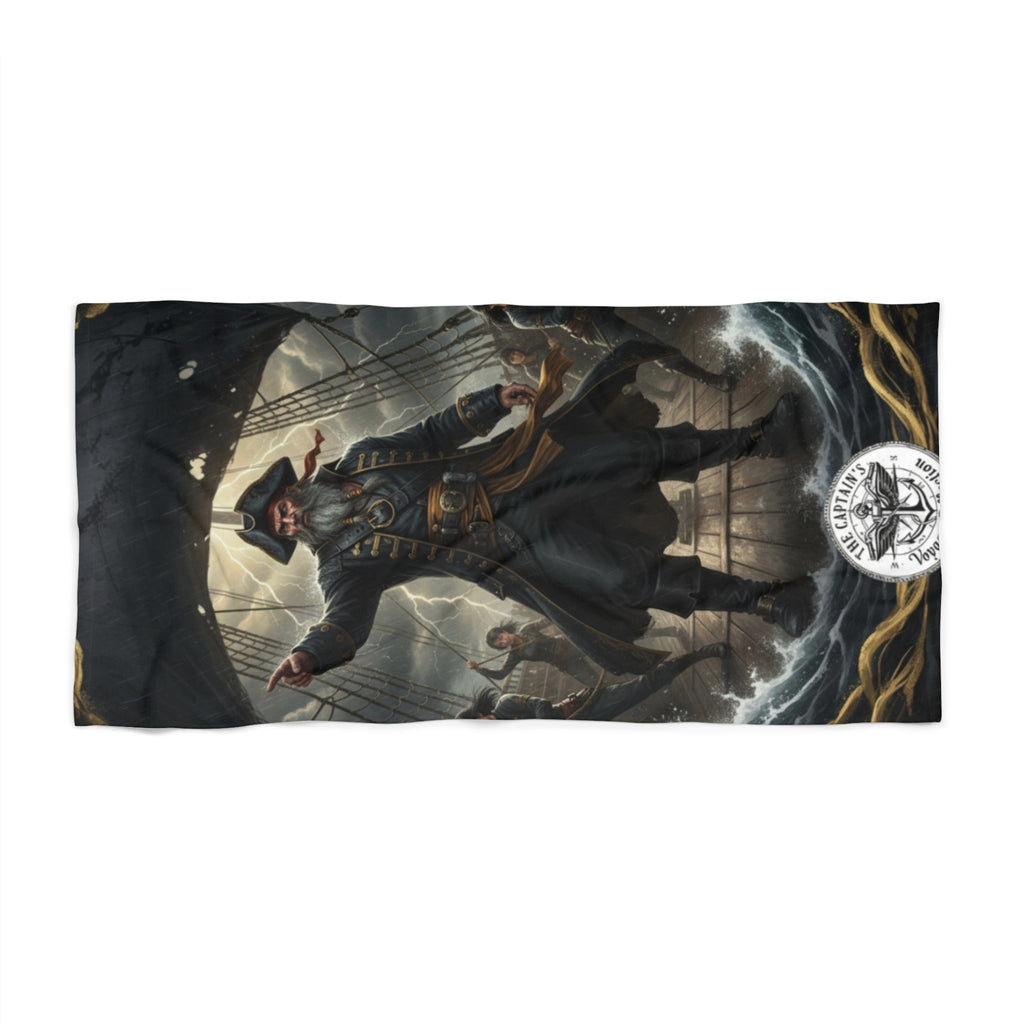 Pirate Captain Beach Towel — Vintage Shipwreck Nautical Design