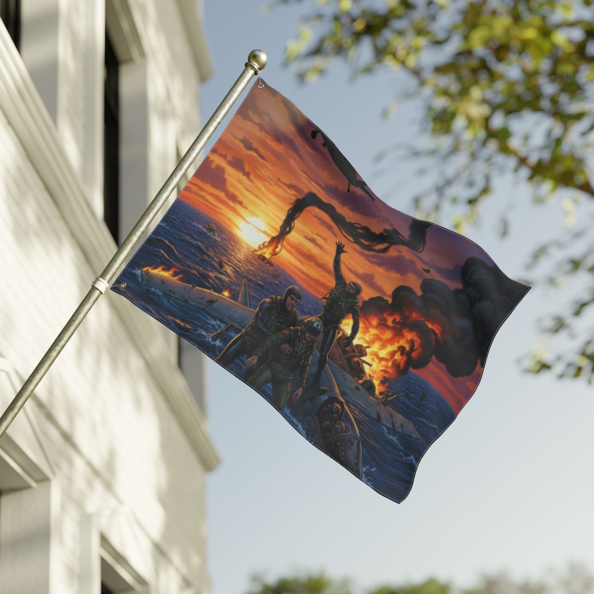 Double-Sided Nautical Rescue Flag — Navy SAR Search & Rescue Scene