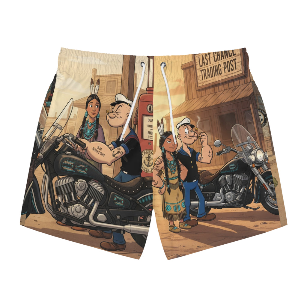 Popeye & Olive Motorcycle Swim Trunks