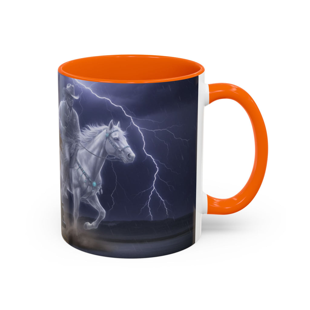 Western Ghost Riders Coffee Mug — Phantom Cowboy & Horse Lightning Accent Mug (11/15oz)