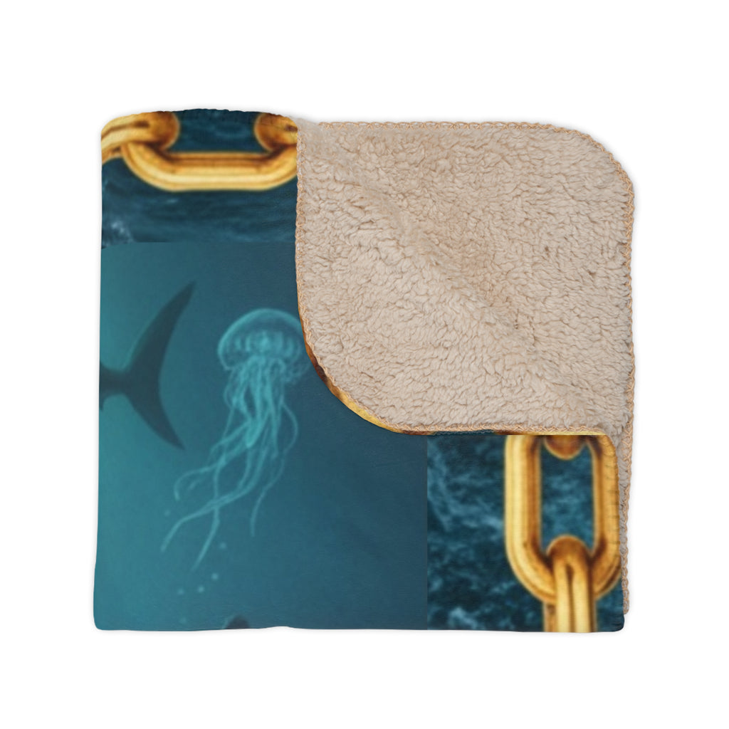 Sherpa Blanket — Vintage Deep Sea Divers Shipwreck Art Throw