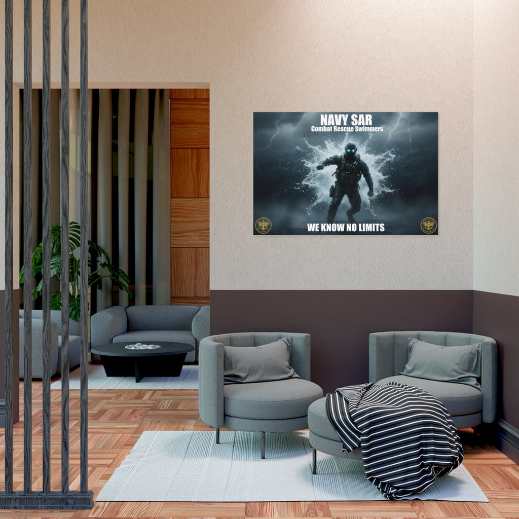 Navy SAR Combat Rescue Swimmers Poster – "We Know No Limits" Uncoated Wall Art