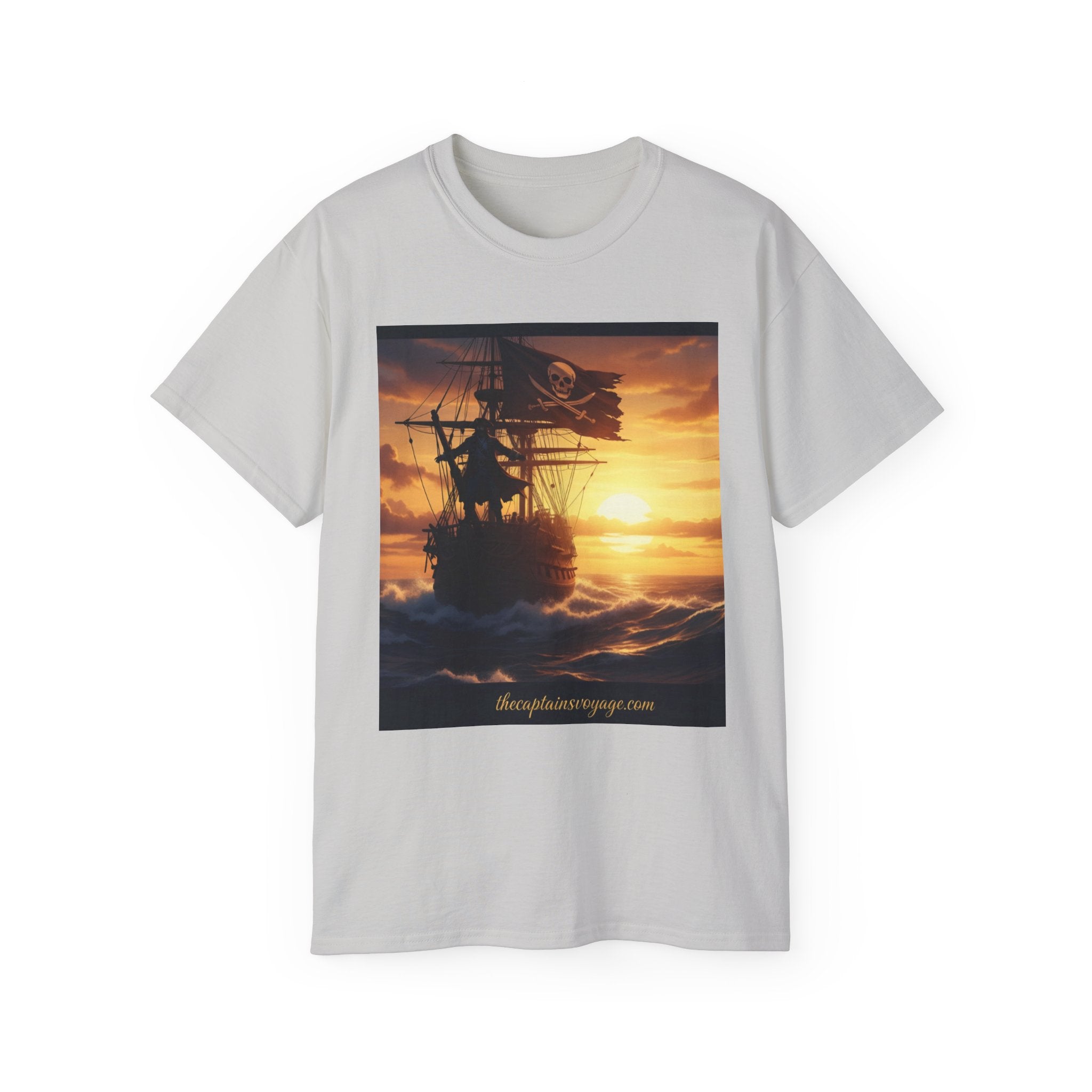 Pirate Ship Sunset Tee – Nautical Pirate Skull Graphic T-Shirt