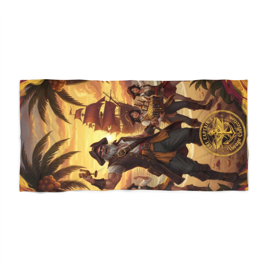 Pirate Sunset Beach Towel – Vintage Captain Skull Design