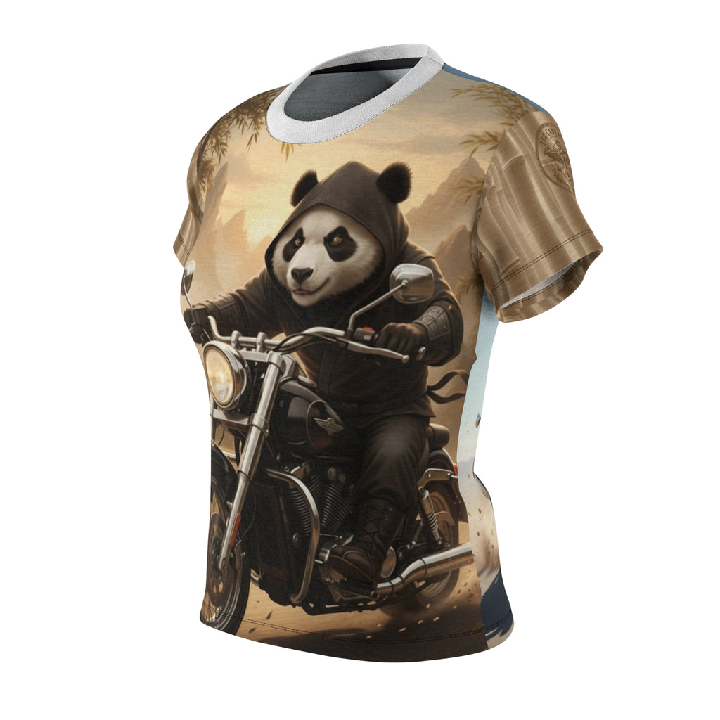 Panda Biker Women's Tee – Motorcycle Riding Panda All-Over Print Shirt