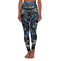 Skull Moto High-Waist Yoga Leggings — Dark Blue Biker Skull Print