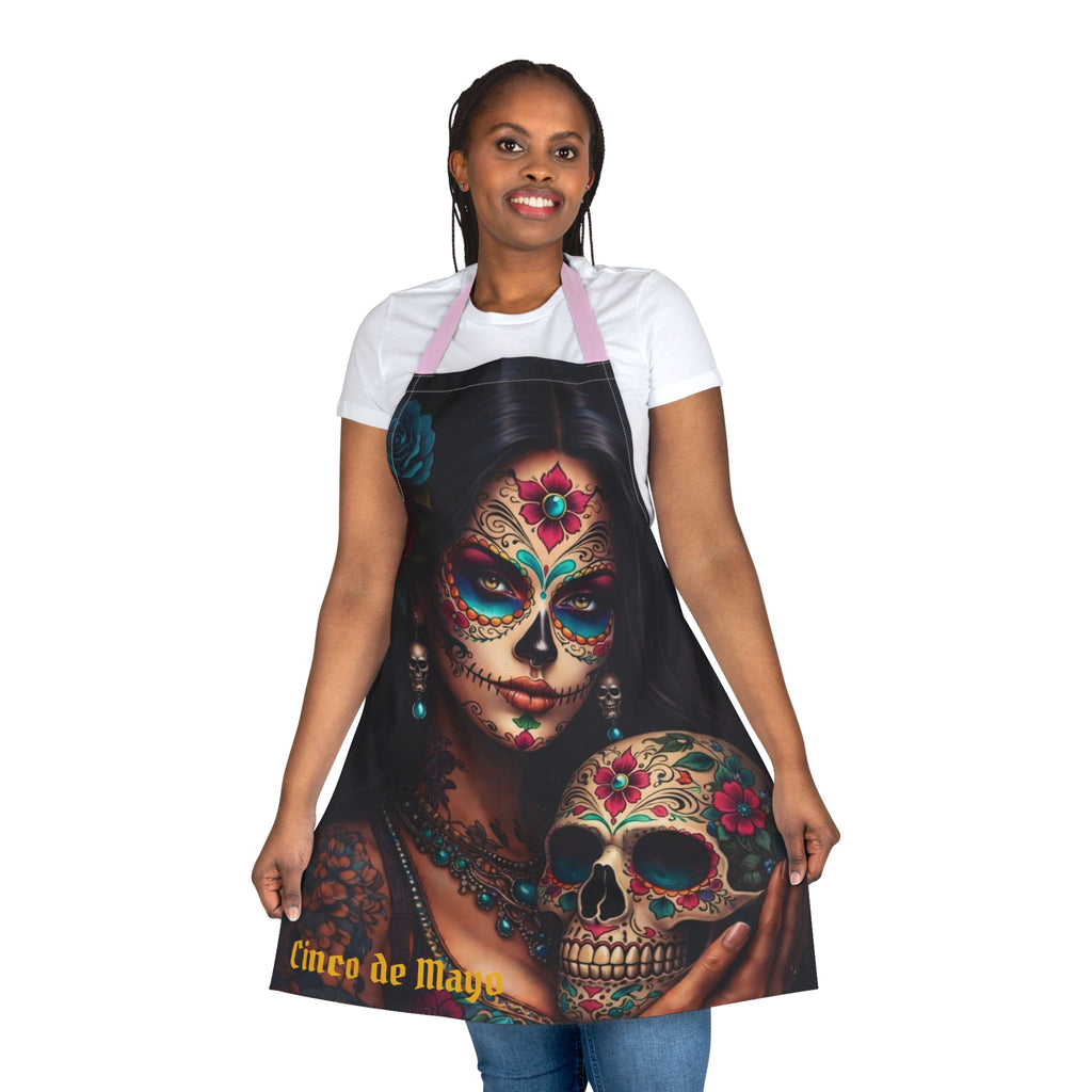 Day of the Dead Sugar Skull Apron — Cinco de Mayo Decorative Kitchen Apron