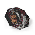 Foldable Umbrella — Native Warrior Graphic, Semi-Automatic Compact Rain Umbrella