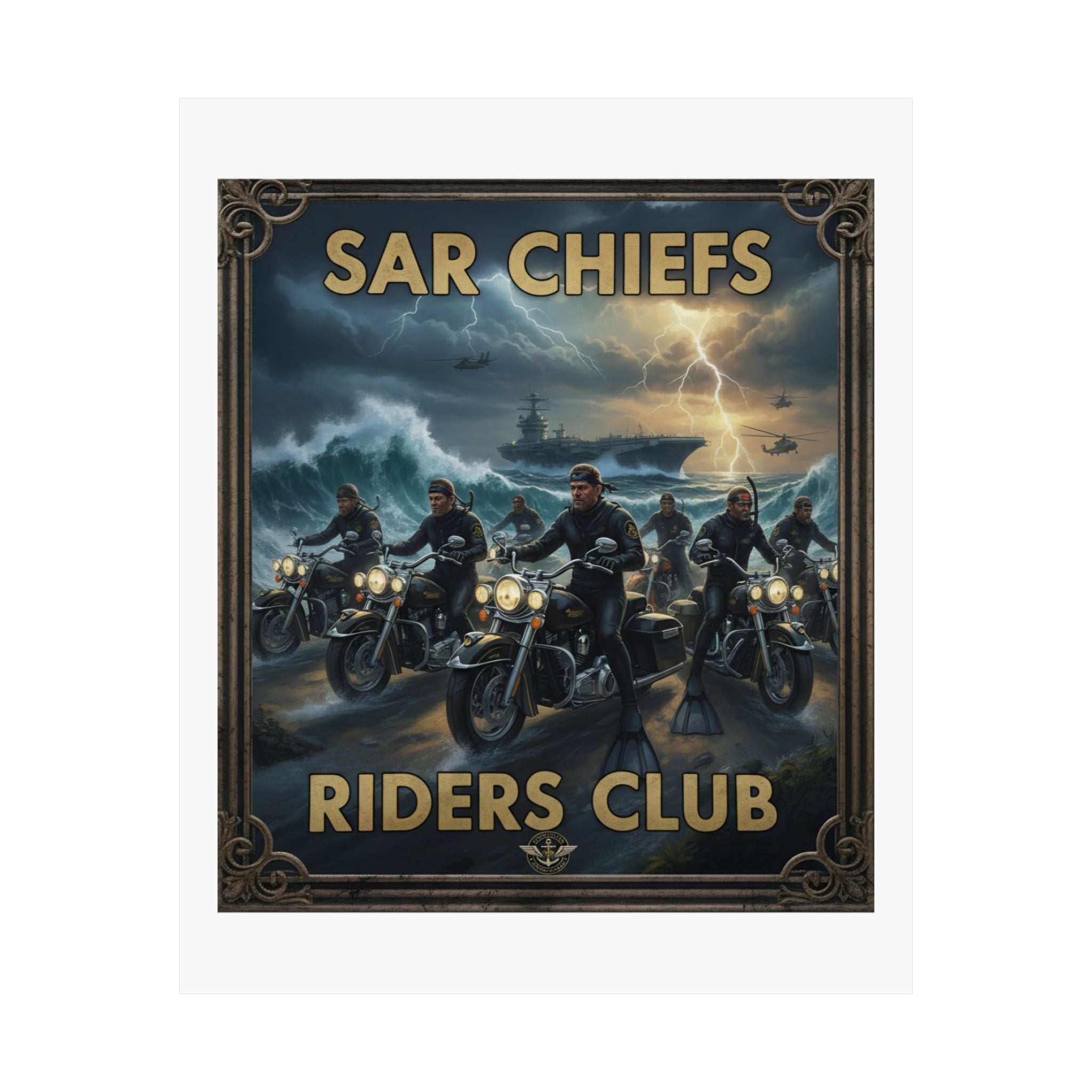 SAR Chiefs Riders Club Satin Poster – Vintage Biker Art Print (300gsm)