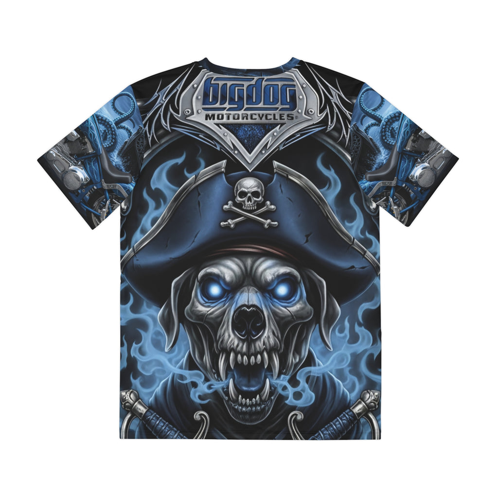 Pirate Mastiff Tee — Blue Skull Biker All-Over Print