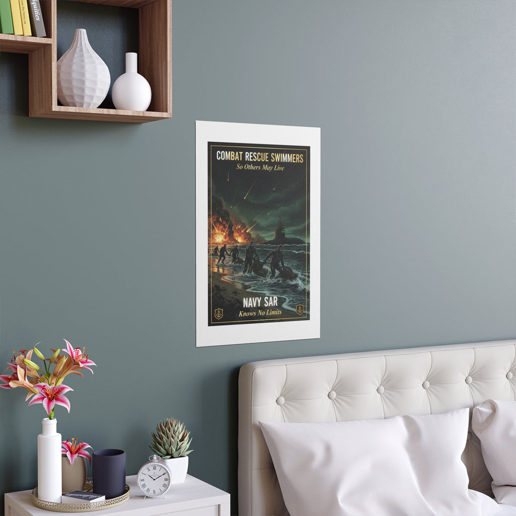 Navy SAR Combat Rescue Swimmers Silk Poster — 'So Others May Live' Indoor/Outdoor Print
