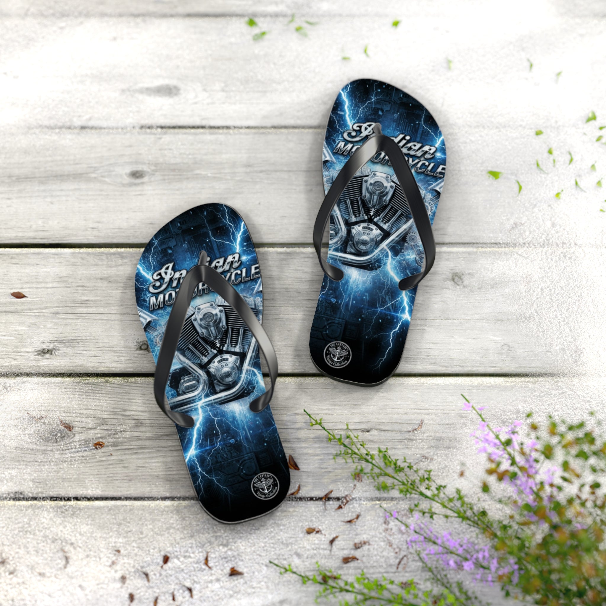 Electric Skull Flip Flops – Men’s Biker Beach Sandals