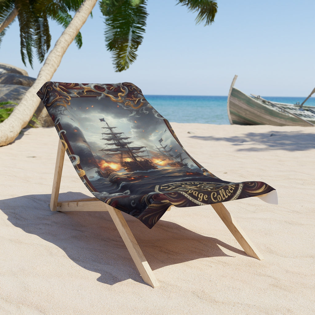Pirate Ship Beach Towel — Vintage Naval Battle Design