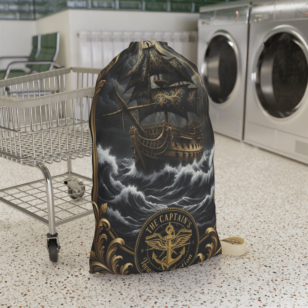 Nautical Pirate Ship Laundry Bag — Vintage Sea Captain Design