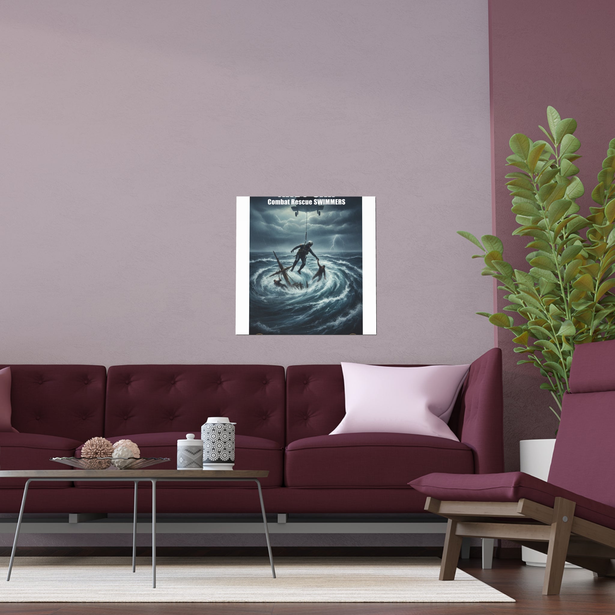 Stormy Sea Silk Poster — Dramatic Sailor Rescue Wall Art (Indoor/Outdoor)