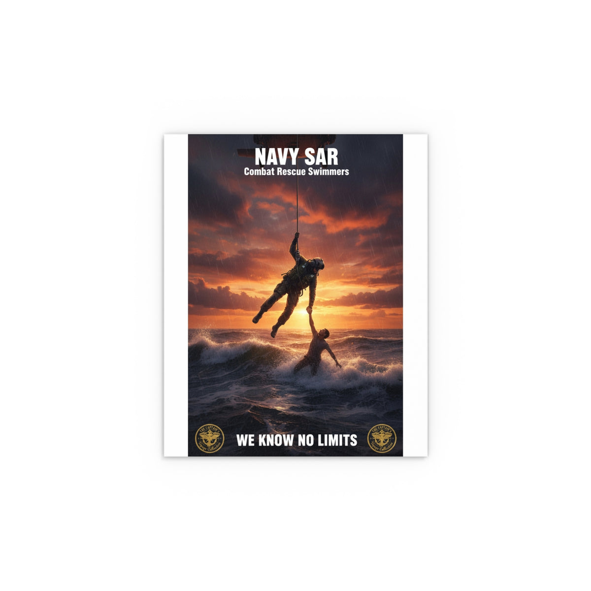 Navy SAR Combat Rescue Swimmers Silk Poster — “We Know No Limits” Indoor/Outdoor Wall Art