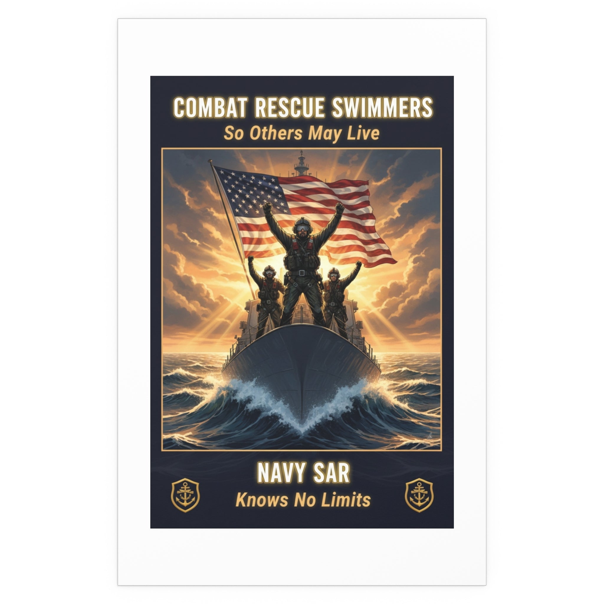 Combat Rescue Swimmers Silk Poster — "So Others May Live" Navy SAR Wall Art