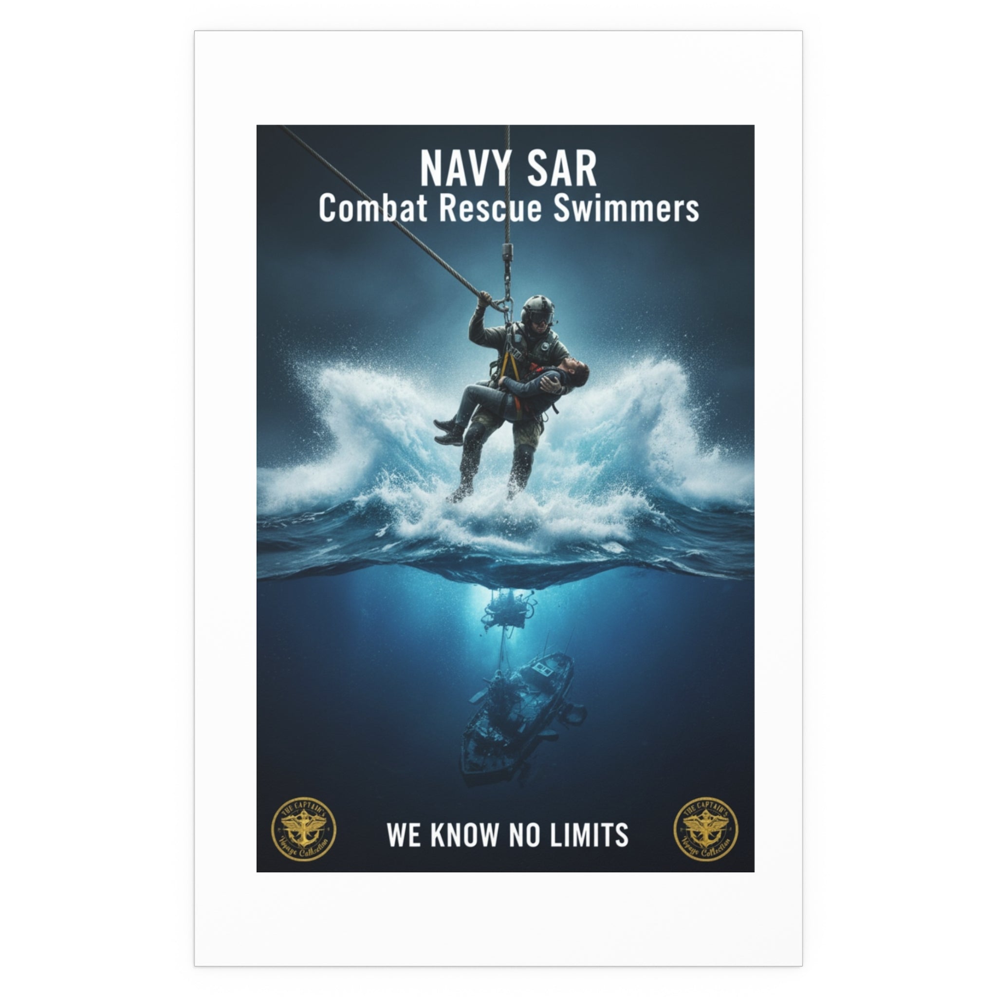 Diver Split-View Silk Poster — Underwater Adventure Wall Art (Indoor/Outdoor)