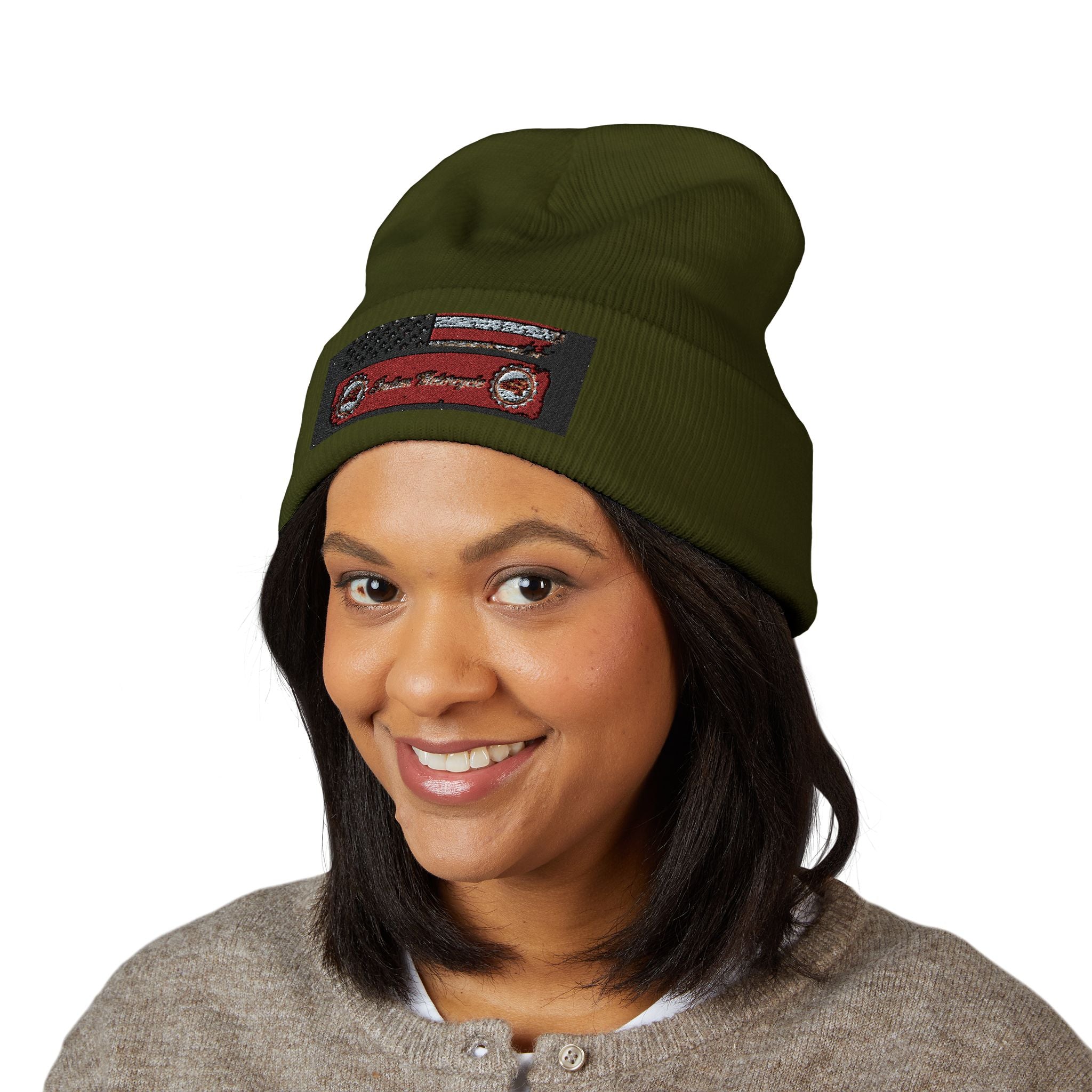 Retro Cassette Embroidered Beanie — Vintage Music Knit Hat