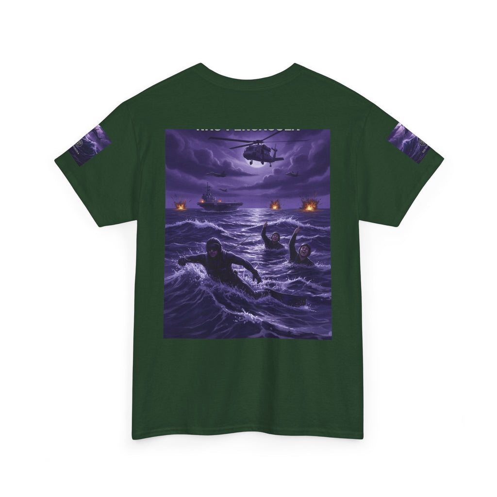 Rescue Night Tee — Purple Helicopter Sea Rescue Graphic T-Shirt