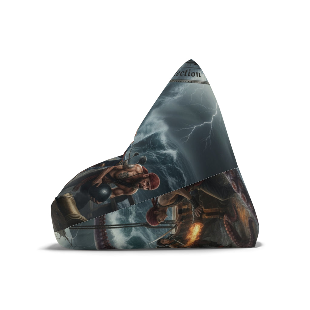 Bean Bag Chair Cover — Stormy Sea Pirate Captain & Kraken Illustration