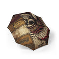 Skull & Feather Headdress Foldable Umbrella — Semi-Automatic Tribal Skull Rain Umbrella
