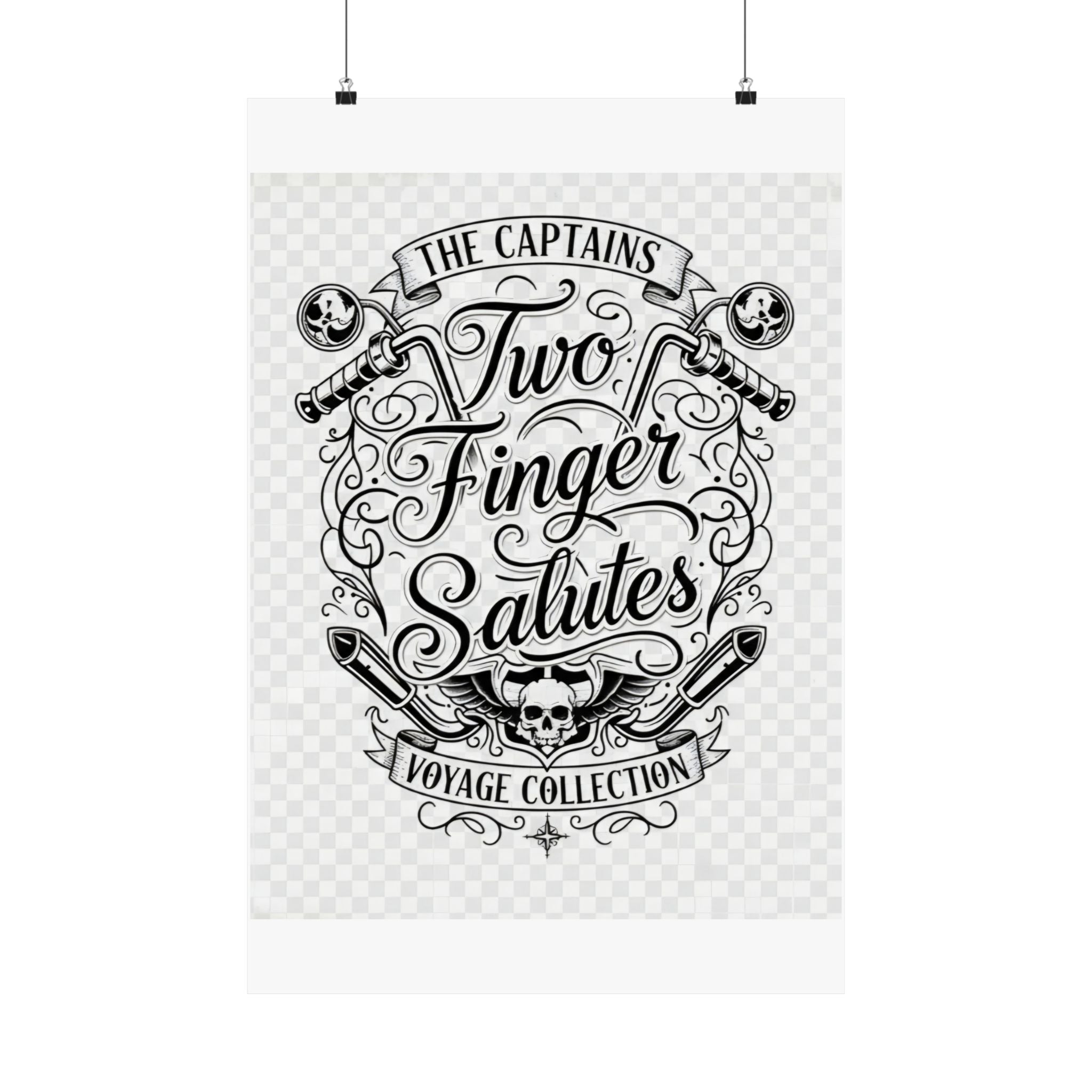 Two Finger Salutes Poster — Vintage Nautical Skull Voyage Wall Art