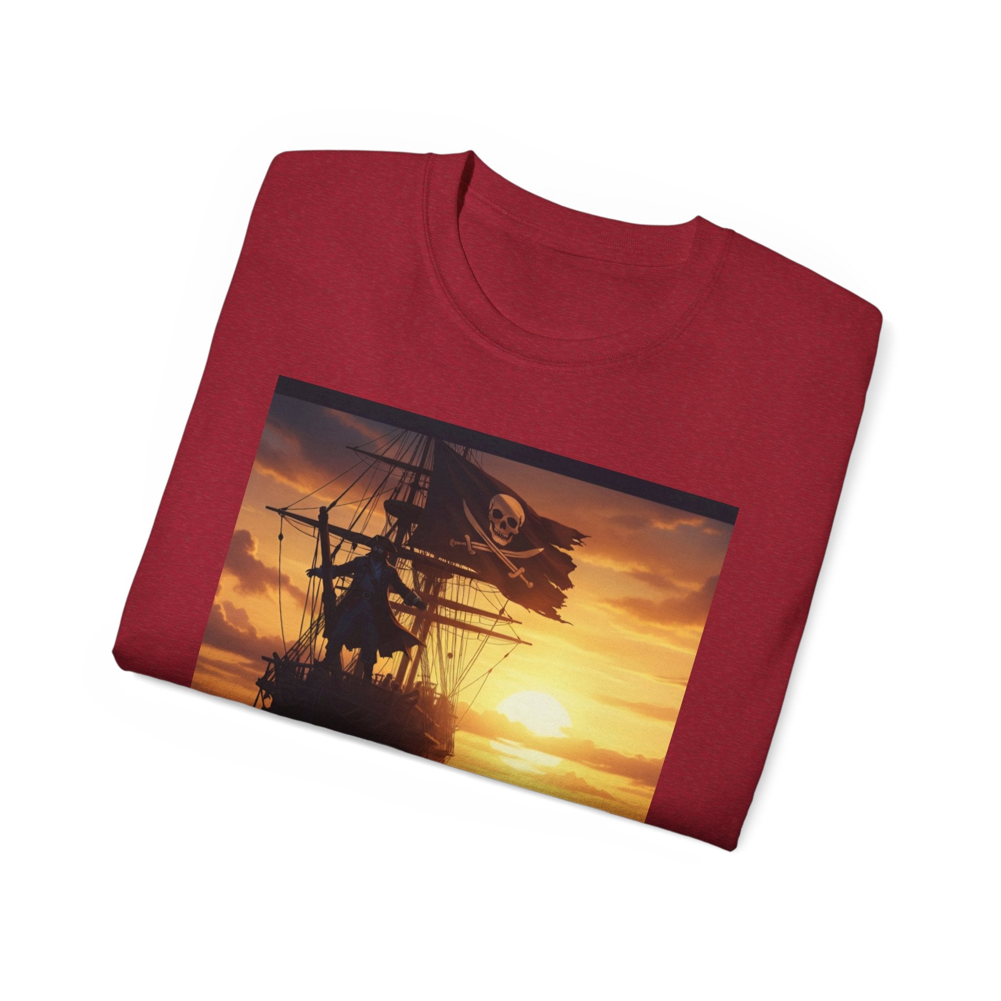 Pirate Ship Sunset Tee – Nautical Pirate Skull Graphic T-Shirt