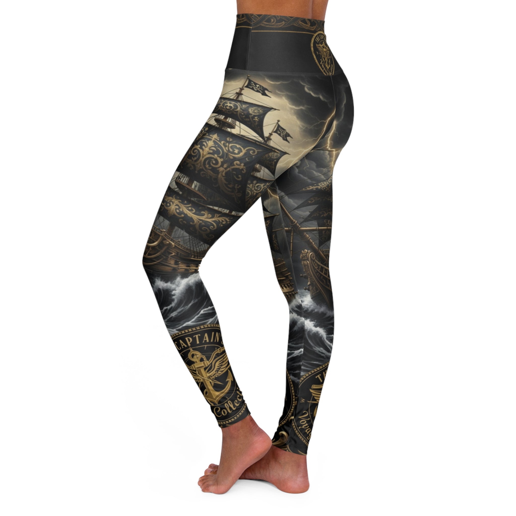 Navy Anchor Storm High-Waist Yoga Leggings