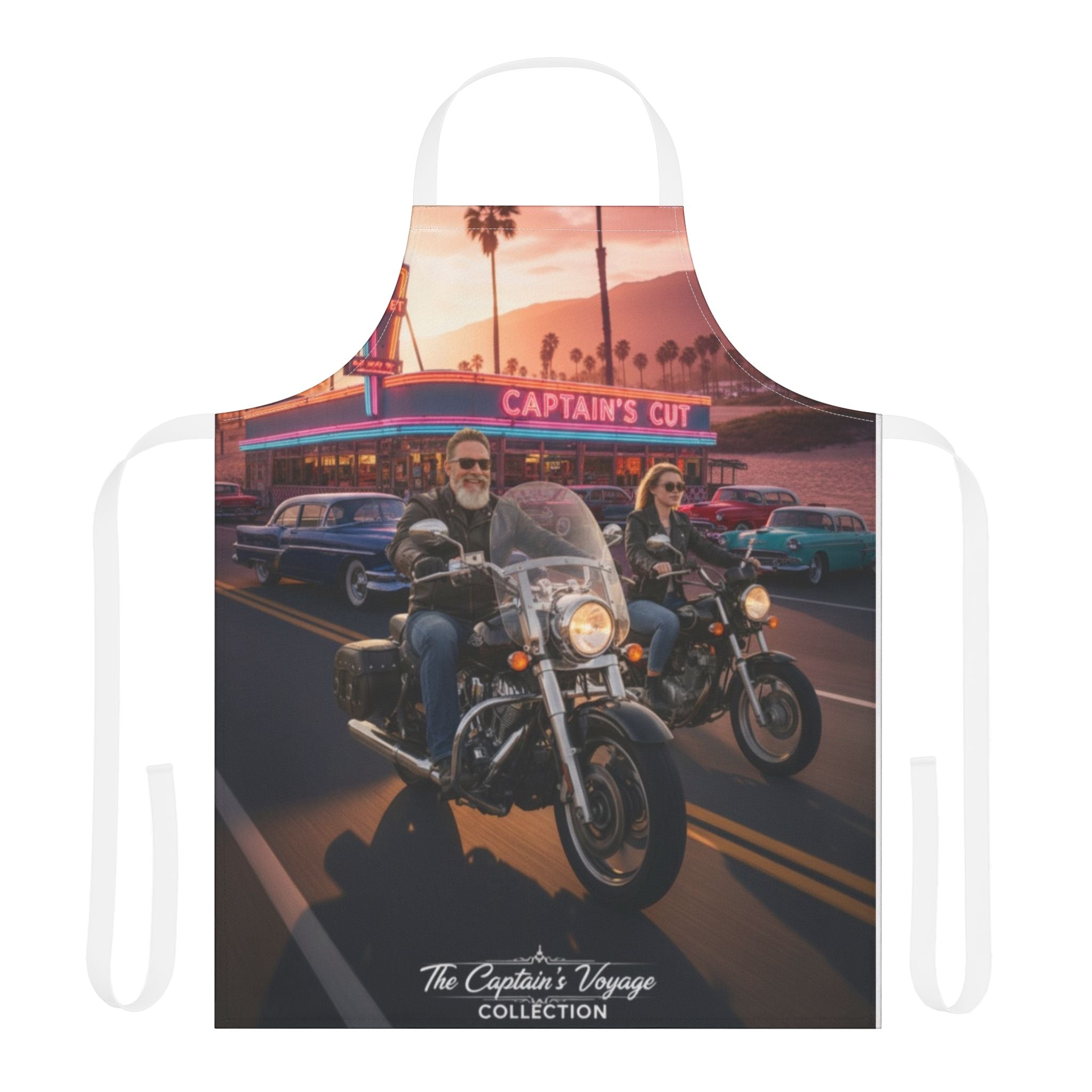 Biker Sunset Apron — Vintage Motorcycle Diner Print