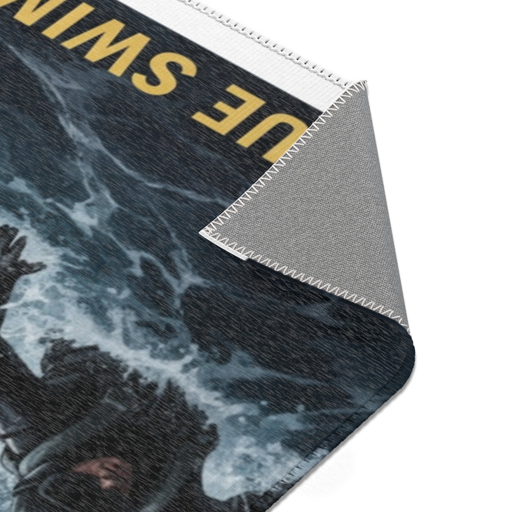 Rescue Swimmer Area Rug — Military Navy Helicopter & Ship Ocean Scene