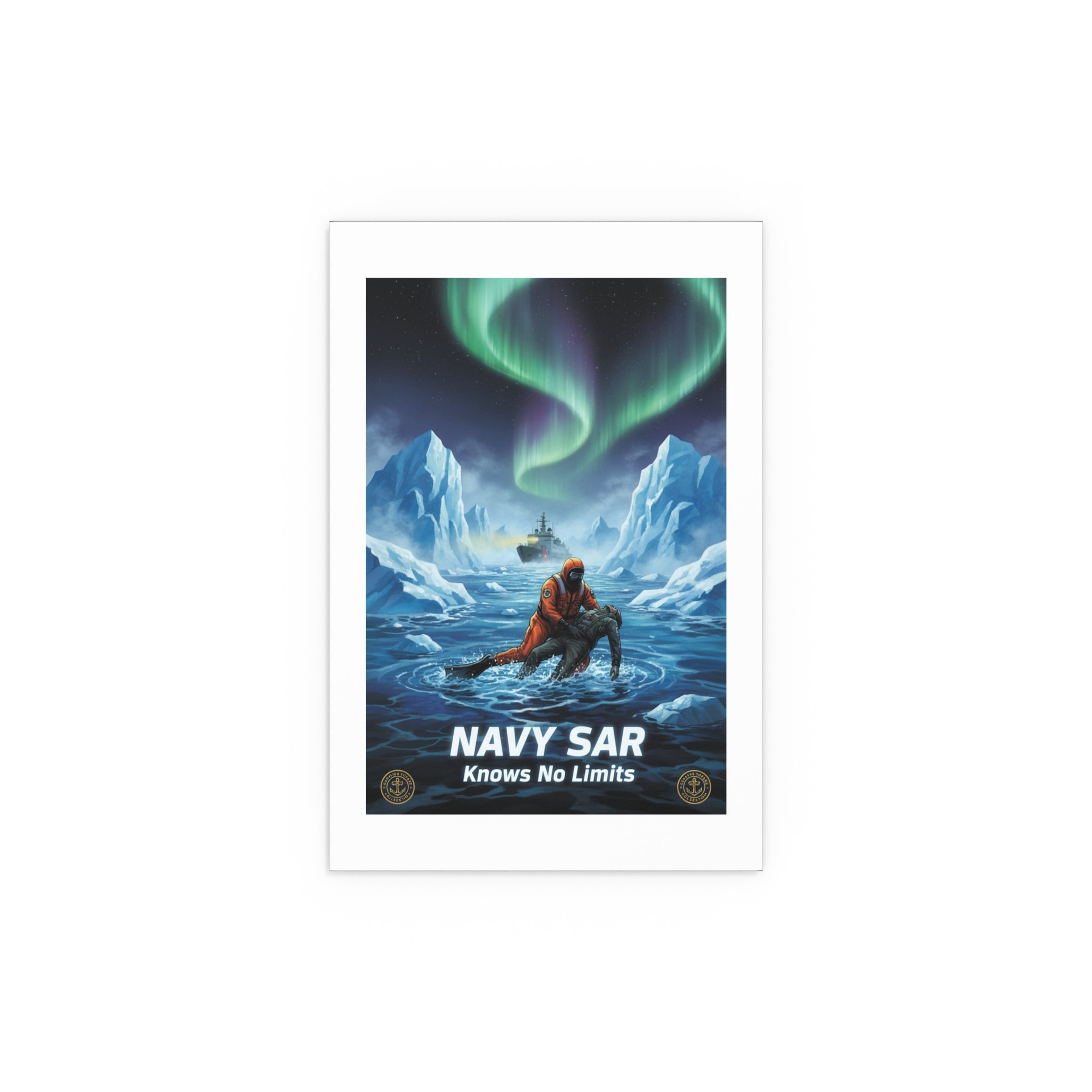 Silk Poster — 'Navy SAR Knows No Limits' Arctic Rescue Wall Art (Indoor/Outdoor)
