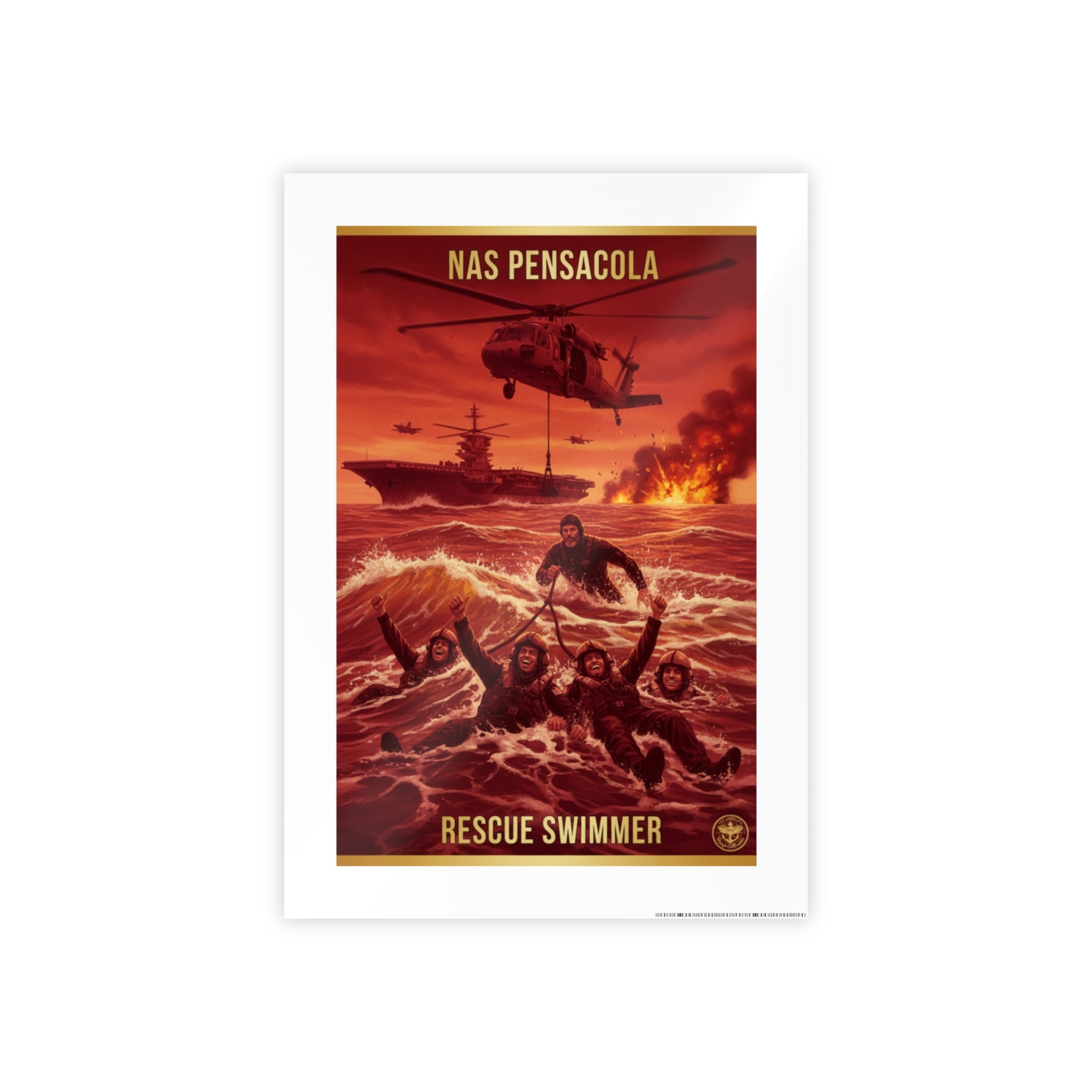 Rescue Swimmer Gloss Poster — NAS Pensacola Aviation & Search & Rescue Wall Art