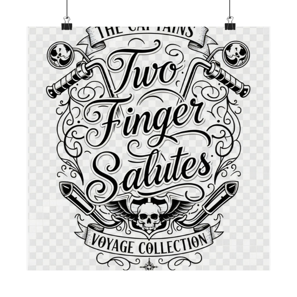 Two Finger Salutes Poster — Vintage Nautical Skull Voyage Wall Art
