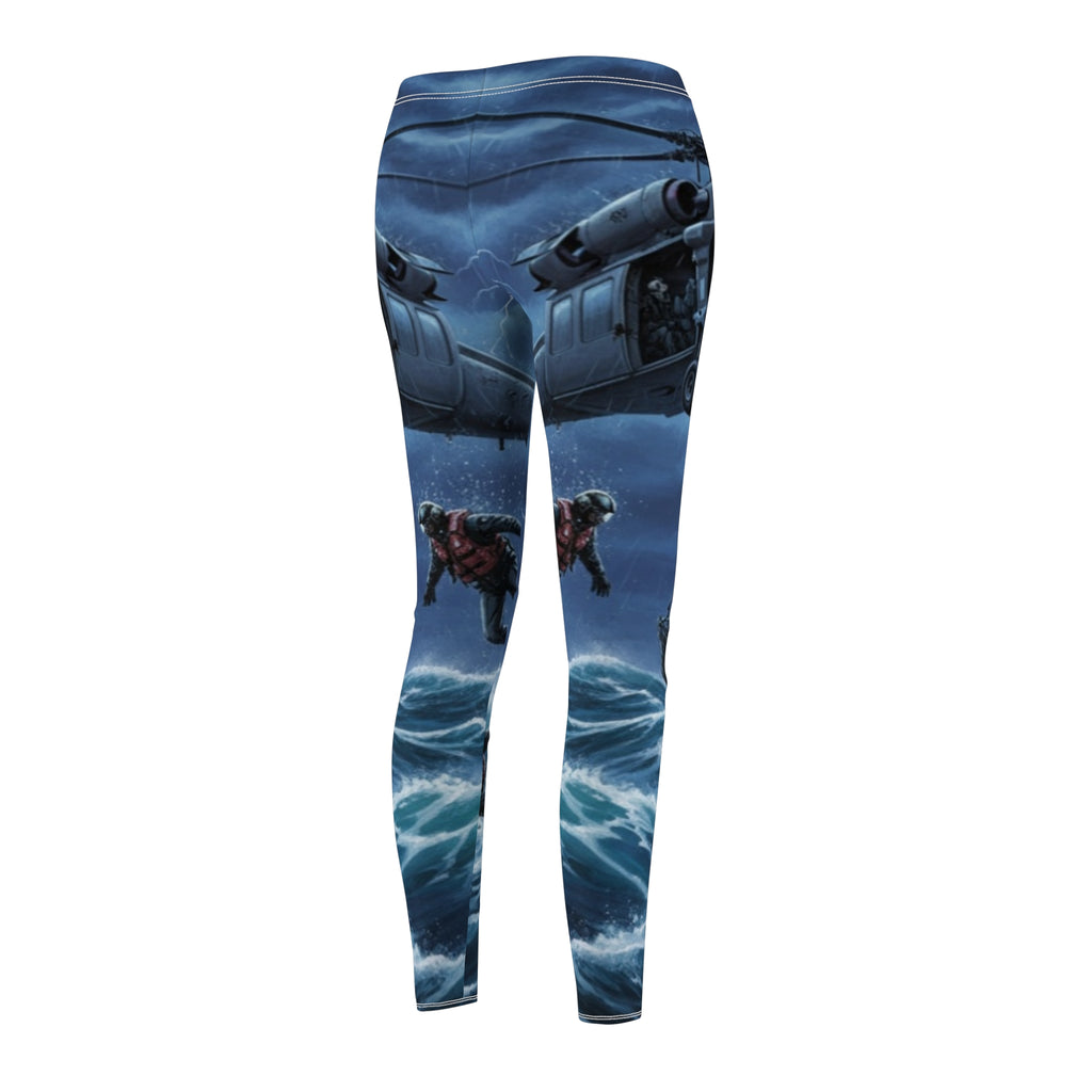 Ocean Storm Leggings — Nautical Shark & Waves All-Over Print