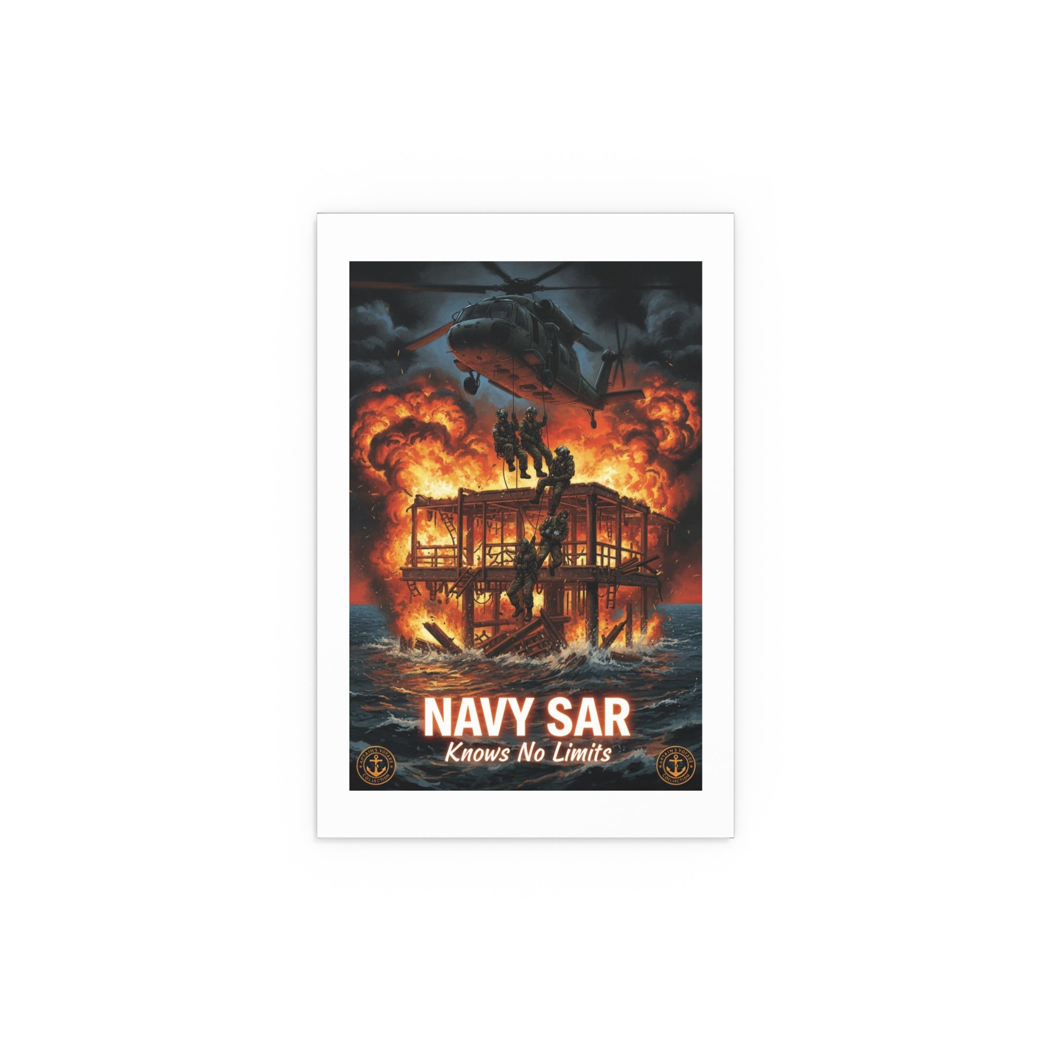 Navy SAR 'Knows No Limits' Rescue Poster - Indoor/Outdoor Silk Print