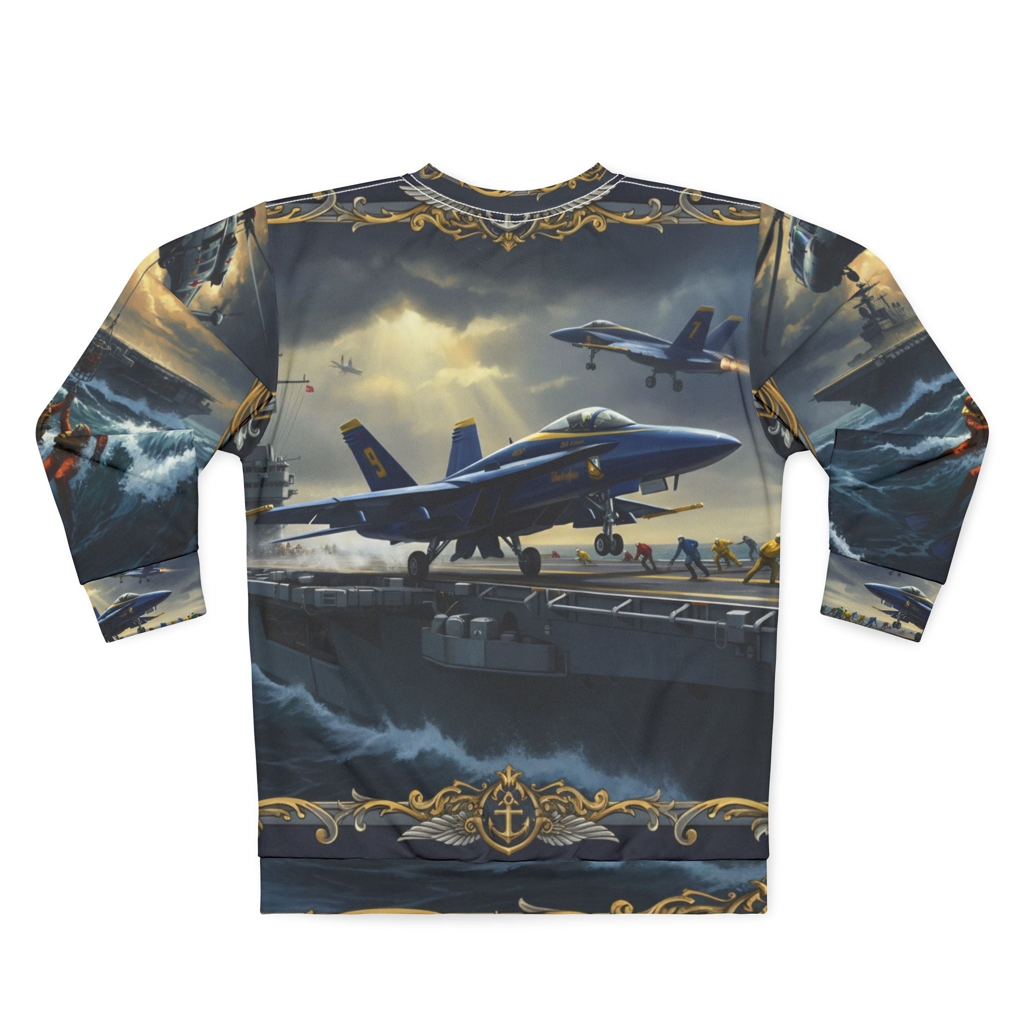Naval Aviation Hoodie — Helicopter Rescue & Fighter Jet Carrier All-Over Print Sweatshirt